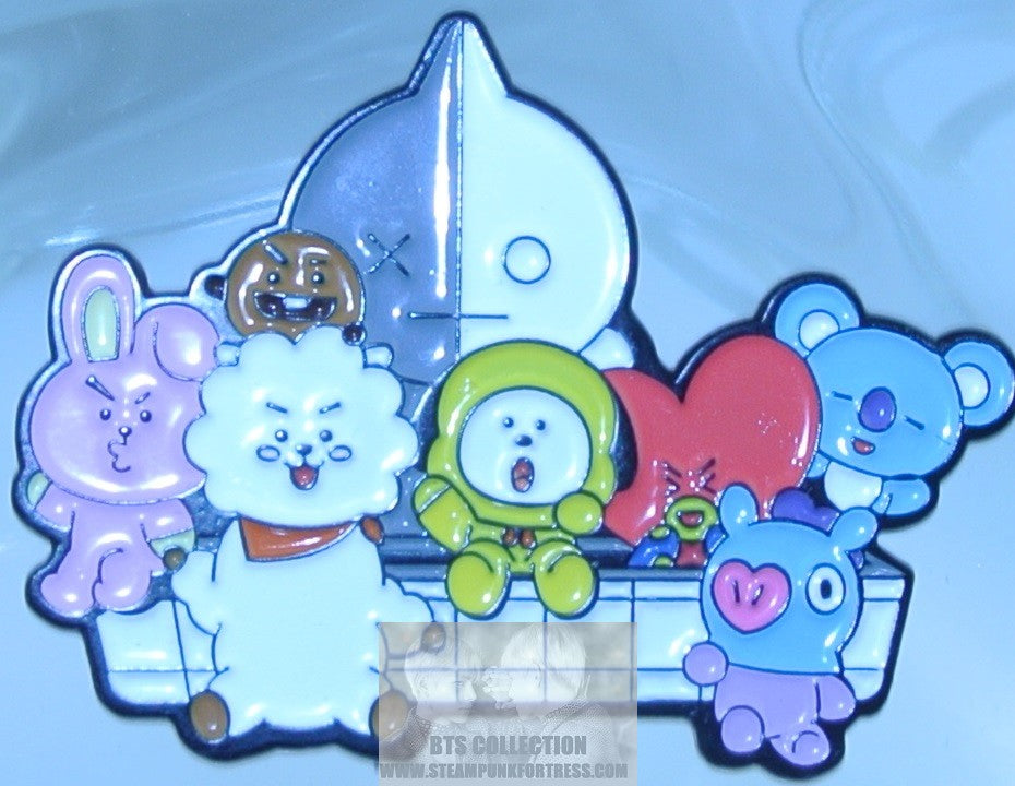 BTS ENAMEL PIN BT21 GUNMETAL BLACK SOFA VAN COOKY TATA CHIMMY KOYA MANG SHOOKY RJ OFFICIAL JUNGKOOK V JIMIN RM J-HOPE SUGA JIN BADGE BUTTON