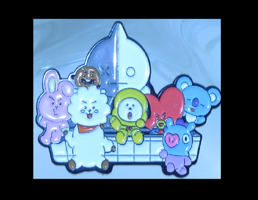 BTS ENAMEL PIN BT21 GUNMETAL BLACK SOFA VAN COOKY TATA CHIMMY KOYA MANG SHOOKY RJ OFFICIAL JUNGKOOK V JIMIN RM J-HOPE SUGA JIN BADGE BUTTON