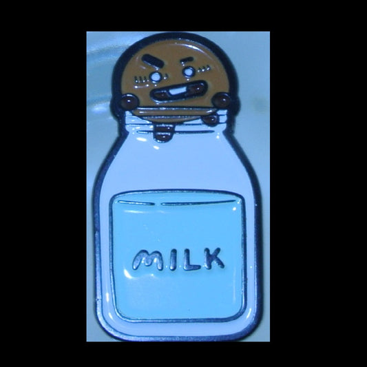 BTS ENAMEL PIN GUNMETAL BT21 SHOOKY DIVING INTO MILK BOTTLE SUGA MIN YOONGI OFFICIAL MERCHANDISE BADGE BUTTON