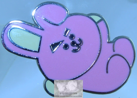 BTS SILVER ENAMEL PIN BT21 COOKY FALLING JEON JUNGKOOK JK CHARACTER PINS OVER FLOWERS BADGE BUTTON
