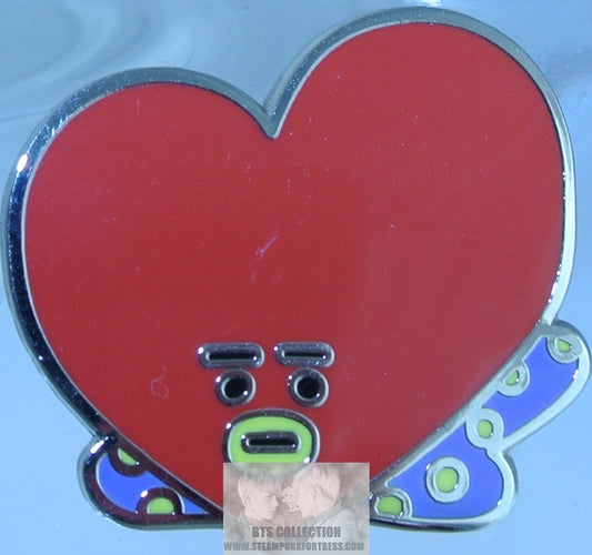 BTS ENAMEL PIN SILVER BT21 TATA FALLING V CHARACTER PINS OVER FLOWERS BADGE BUTTON