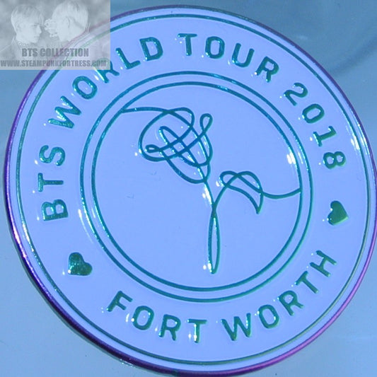 BTS ENAMEL PIN GOLD WORLD TOUR 2018 FORT WORTH TX TEXAS JUNGKOOK V JIMIN RM J-HOPE SUGA JIN