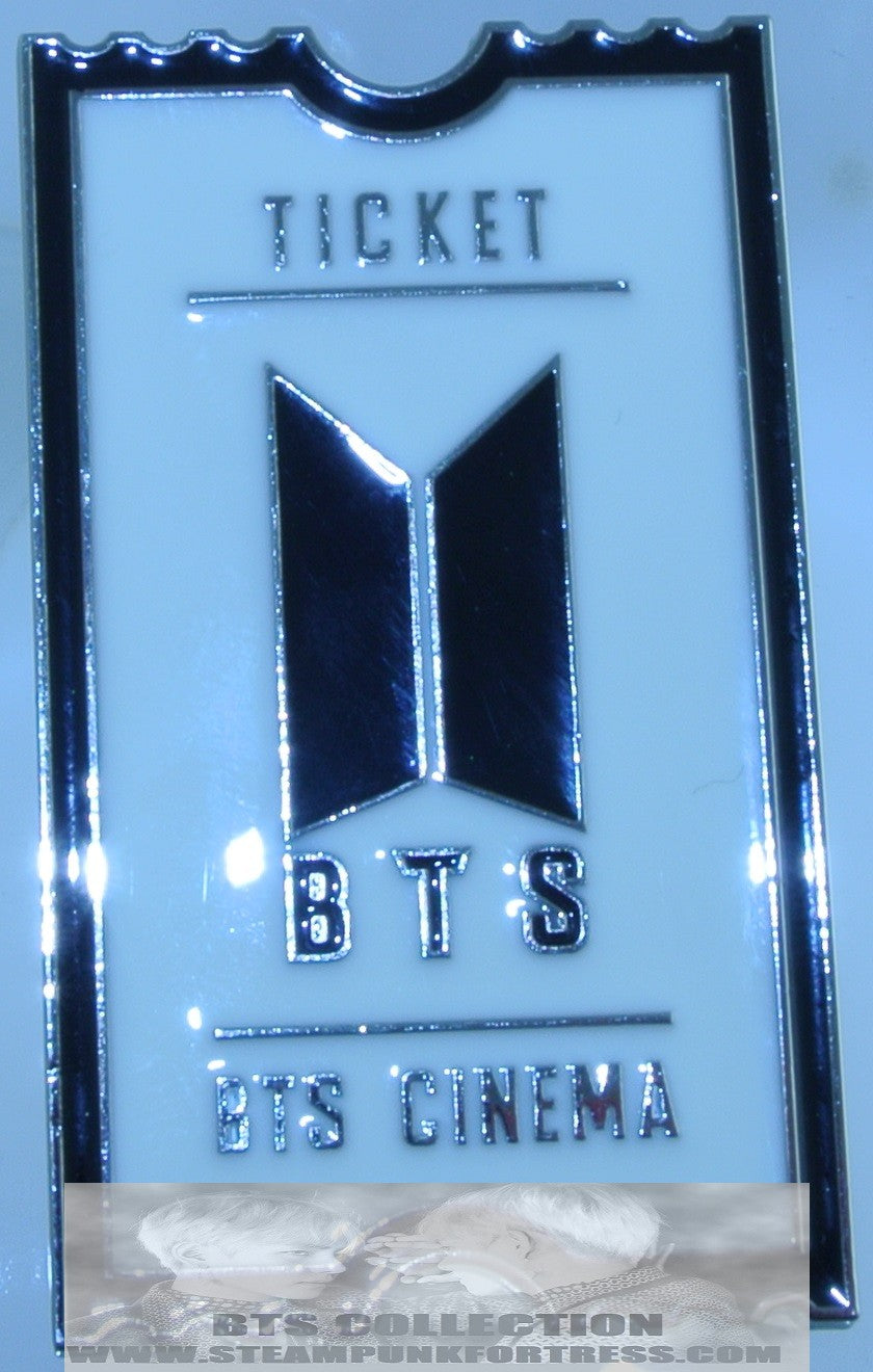 BTS ENAMEL PIN GOLD BTS CINEMA MOVIE TICKET 5TH ARMY MEMBERSHIP BOX OFFICIAL JUNGKOOK V JIMIN RM J-HOPE SUGA JIN