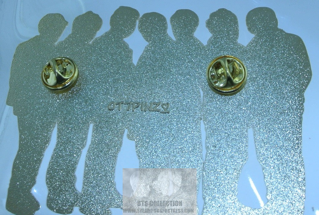 BTS ENAMEL PIN GOLD GROUP ALL IN BLACK JUNGKOOK V JIMIN RM J-HOPE SUGA JIN OT7 PINS BADGE BUTTON