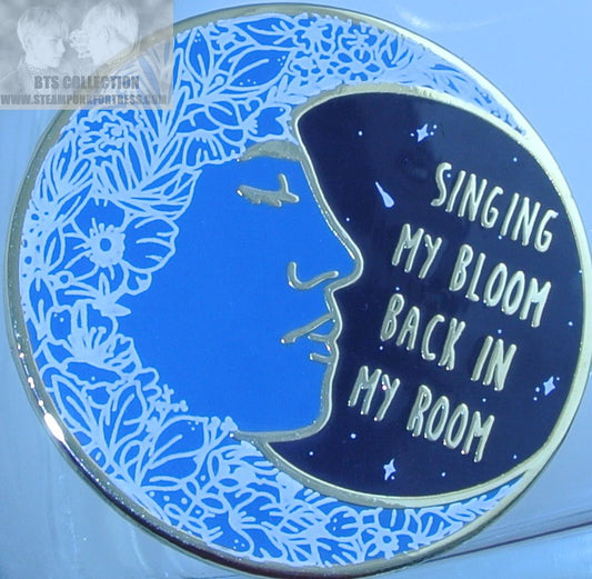 BTS ENAMEL PIN JUNG HOSEOK J-HOPE BLUE SIDE LYRICS MOON PROFILE GOLD ROUND BADGE BUTTON SPRING BEE PINS