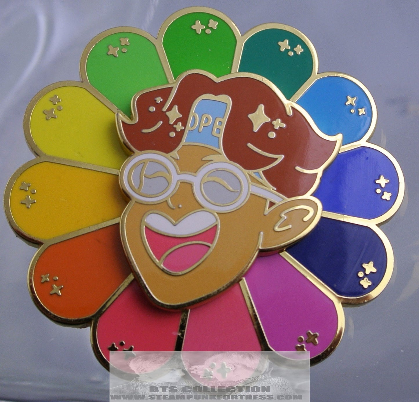 BTS ENAMEL PIN BADGE BUTTON JUNG HOSEOK J-HOPE GOLD HOPE WORLD SPINNER FLOWER COLOR WHEEL