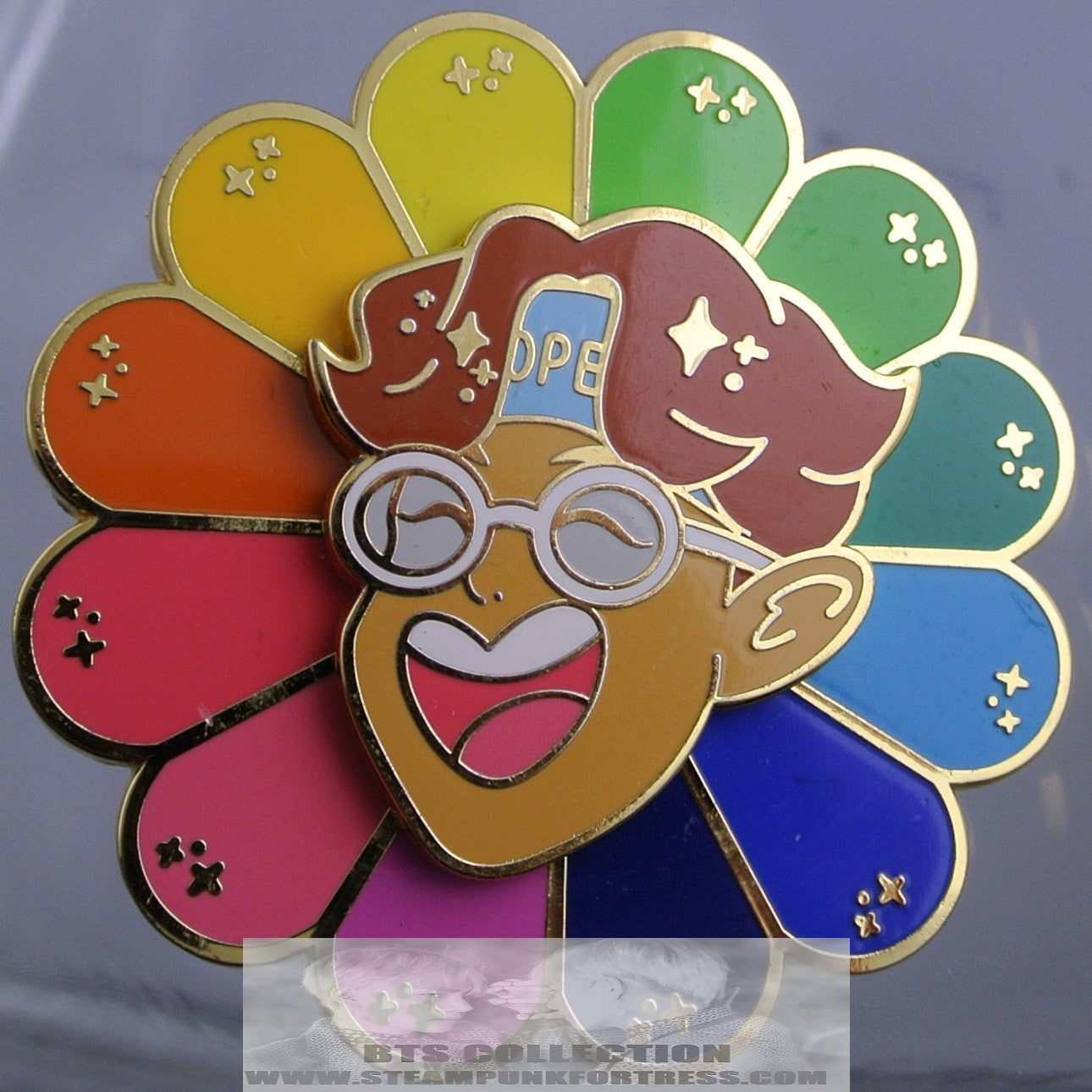 BTS ENAMEL PIN BADGE BUTTON JUNG HOSEOK J-HOPE GOLD HOPE WORLD SPINNER FLOWER COLOR WHEEL