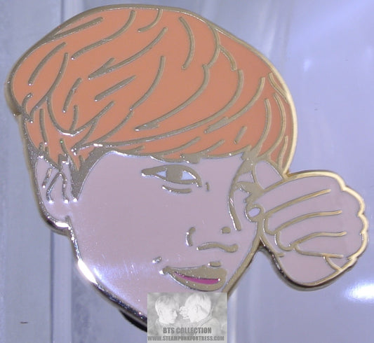 BTS ENAMEL PIN BADGE BUTTON JUNG HOSEOK J-HOPE GOLD ORANGE HAIR FINGER HEARTS PINS OVER FLOWERS