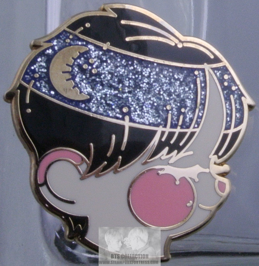 BTS ENAMEL PIN BADGE BUTTON PARK JIMIN GOLD CHIBI MOON STARS BLUE GLITTER HEADBAND MINIATURE UNIVERSE PINS