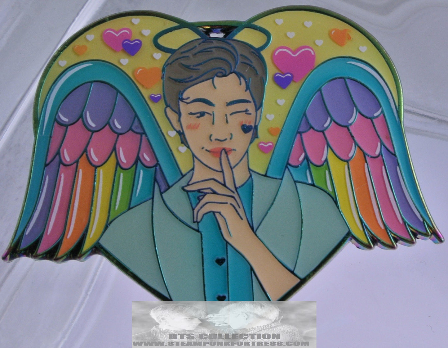 BTS ENAMEL PIN BADGE BUTTON RM KIM NAMJOON GOLD PASTEL WINGS MOON ROSE CAFE PINS