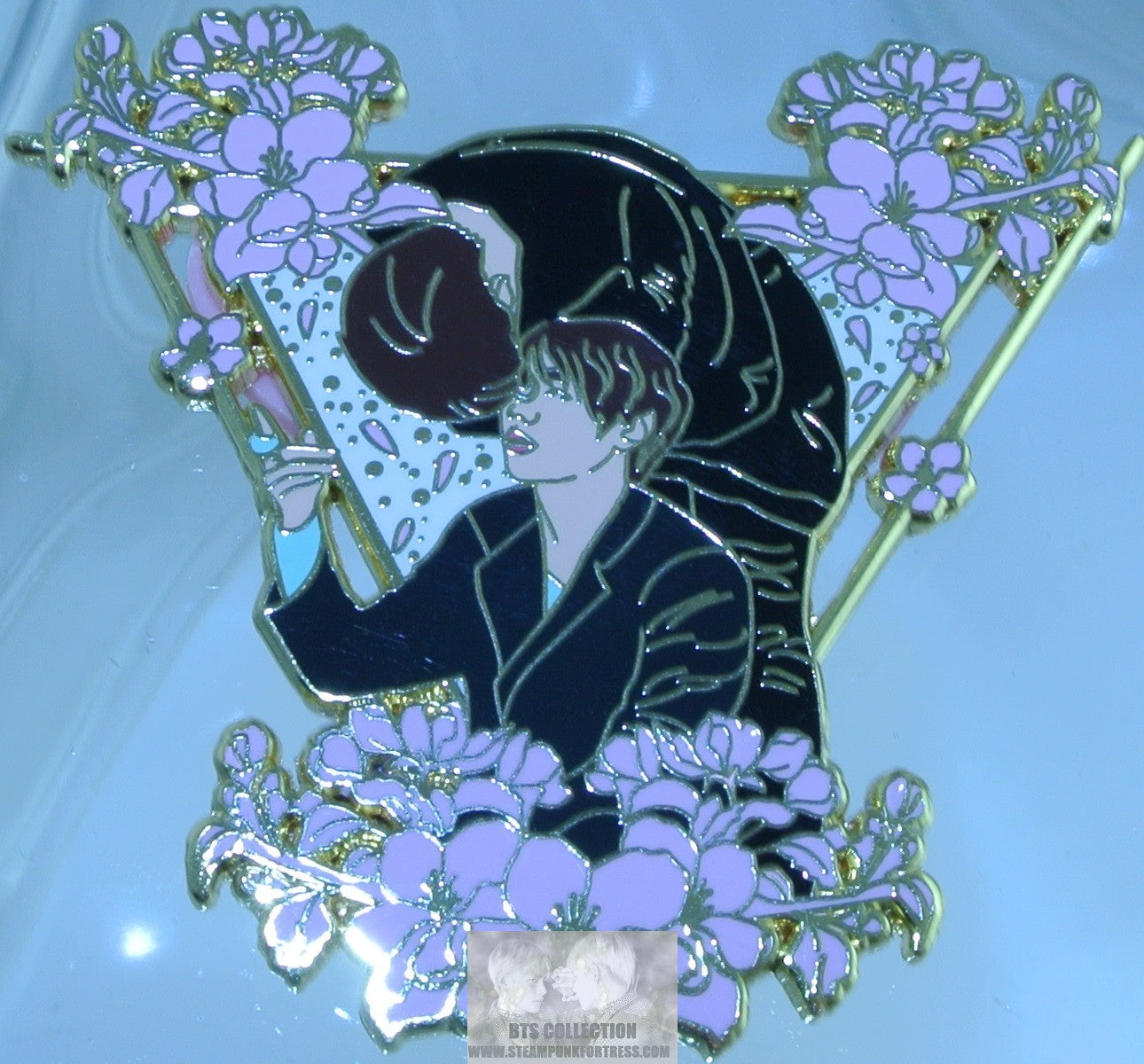 BTS ENAMEL PIN GOLD PARK JIMIN V KIM TAEHYUNG VMIN PINK FLOWERS FAIRYCUB PINS BADGE BUTTON