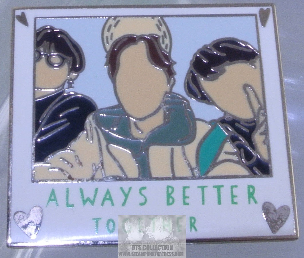 BTS ENAMEL PIN BADGE BUTTON GOLD V KIM TAEHYUNG J-HOPE JUNG HOSEOK JEON JUNGKOOK POLAROID ALWAYS BETTER TOGETHER BONBON PINS