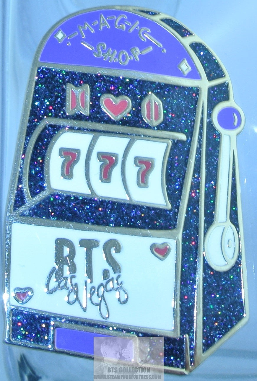 BTS ENAMEL PIN GOLD MAGIC SHOP SLOT MACHINE VEGAS JUNGKOOK V JIMIN RM J-HOPE SUGA JIN BADGE BUTTON