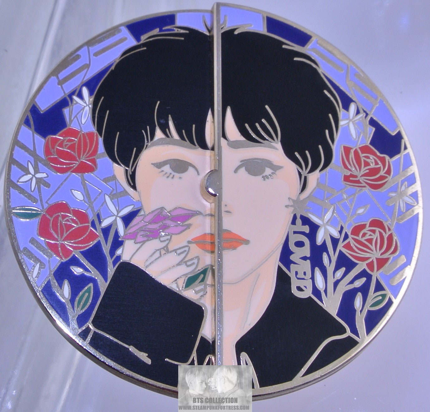 BTS ENAMEL PIN BADGE BUTTON SPINNER KIM TAEHYUNG V GOLD SINGULARITY MASK ROSE EMCEE PINS