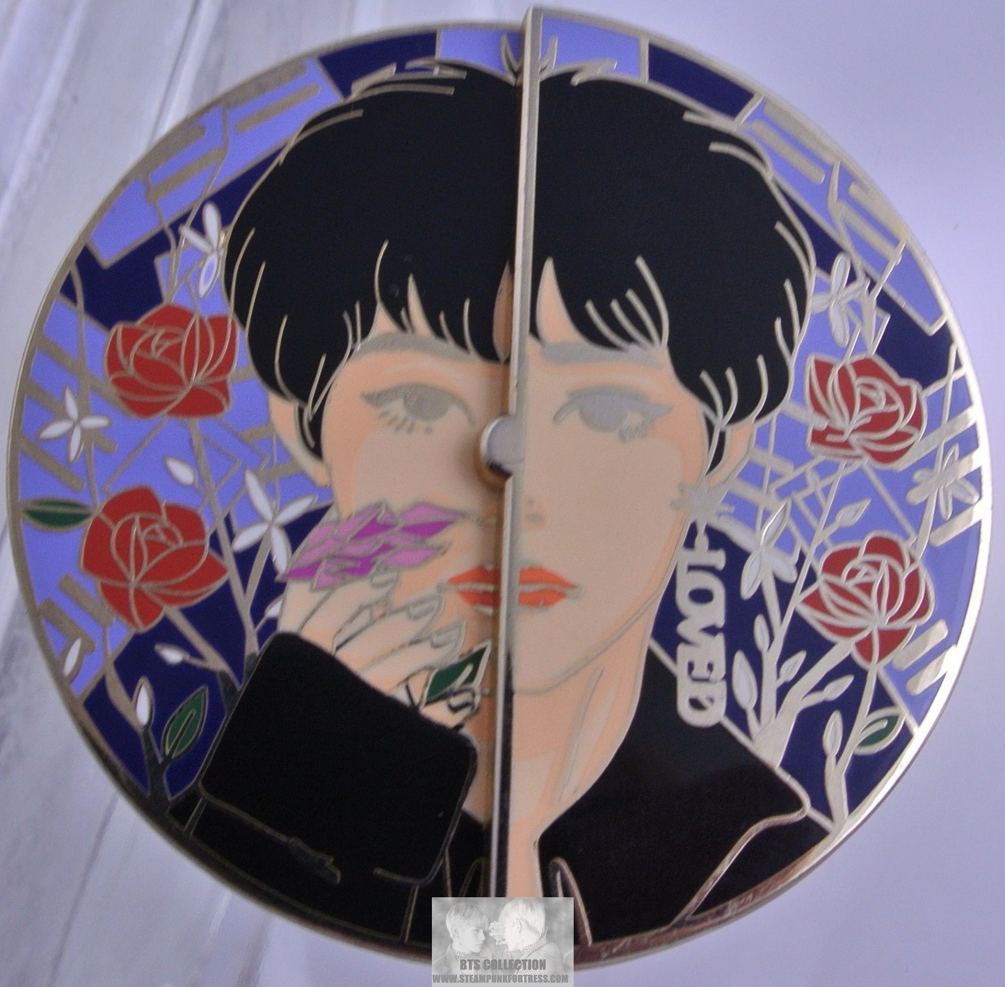 BTS ENAMEL PIN BADGE BUTTON SPINNER KIM TAEHYUNG V GOLD SINGULARITY MASK ROSE EMCEE PINS