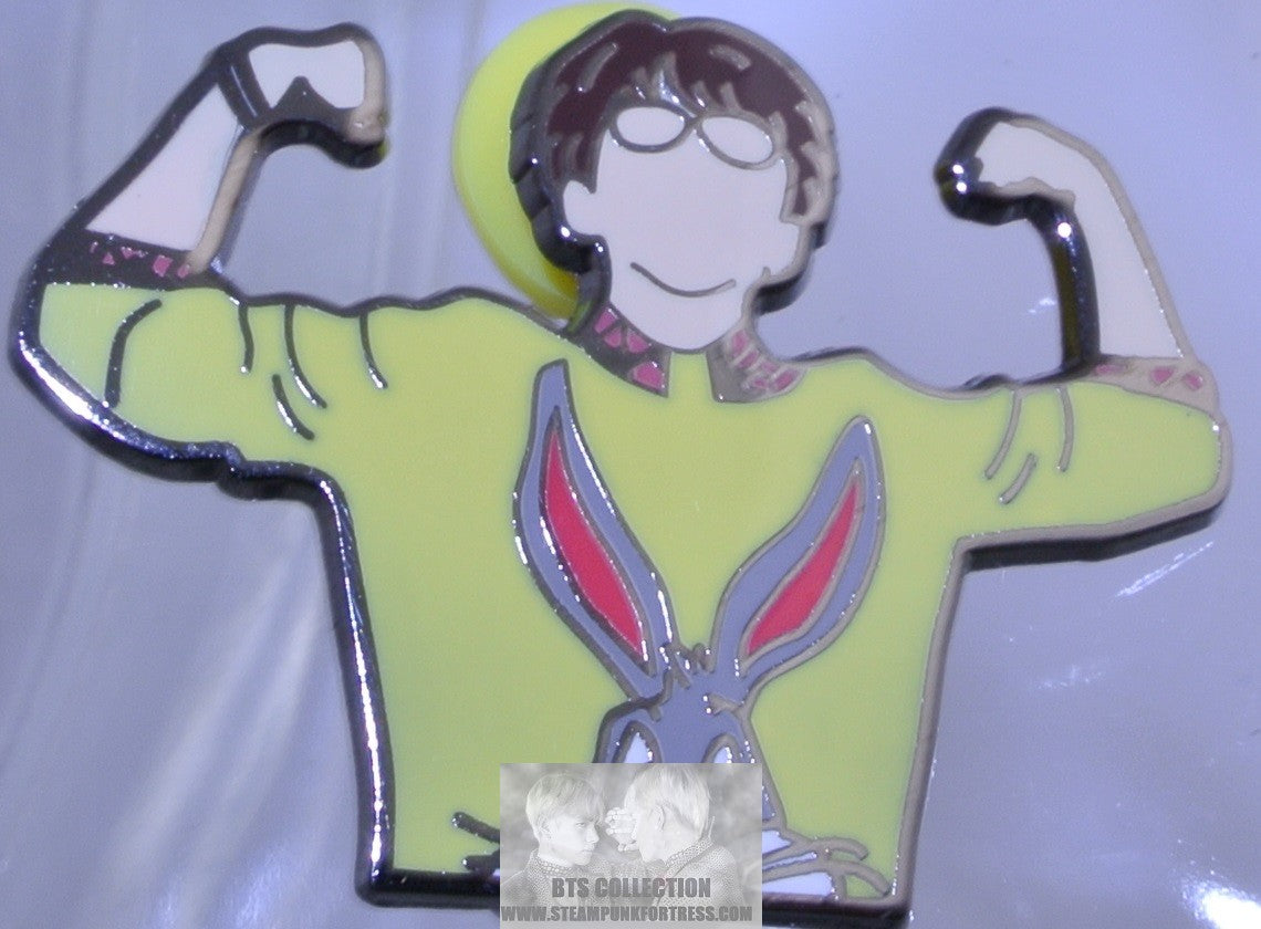 BTS ENAMEL PIN BADGE BUTTON GUNMETAL J-HOPE JUNG HOSEOK BUGS BUNNY SWEATER IDOL MUSIC VIDEO