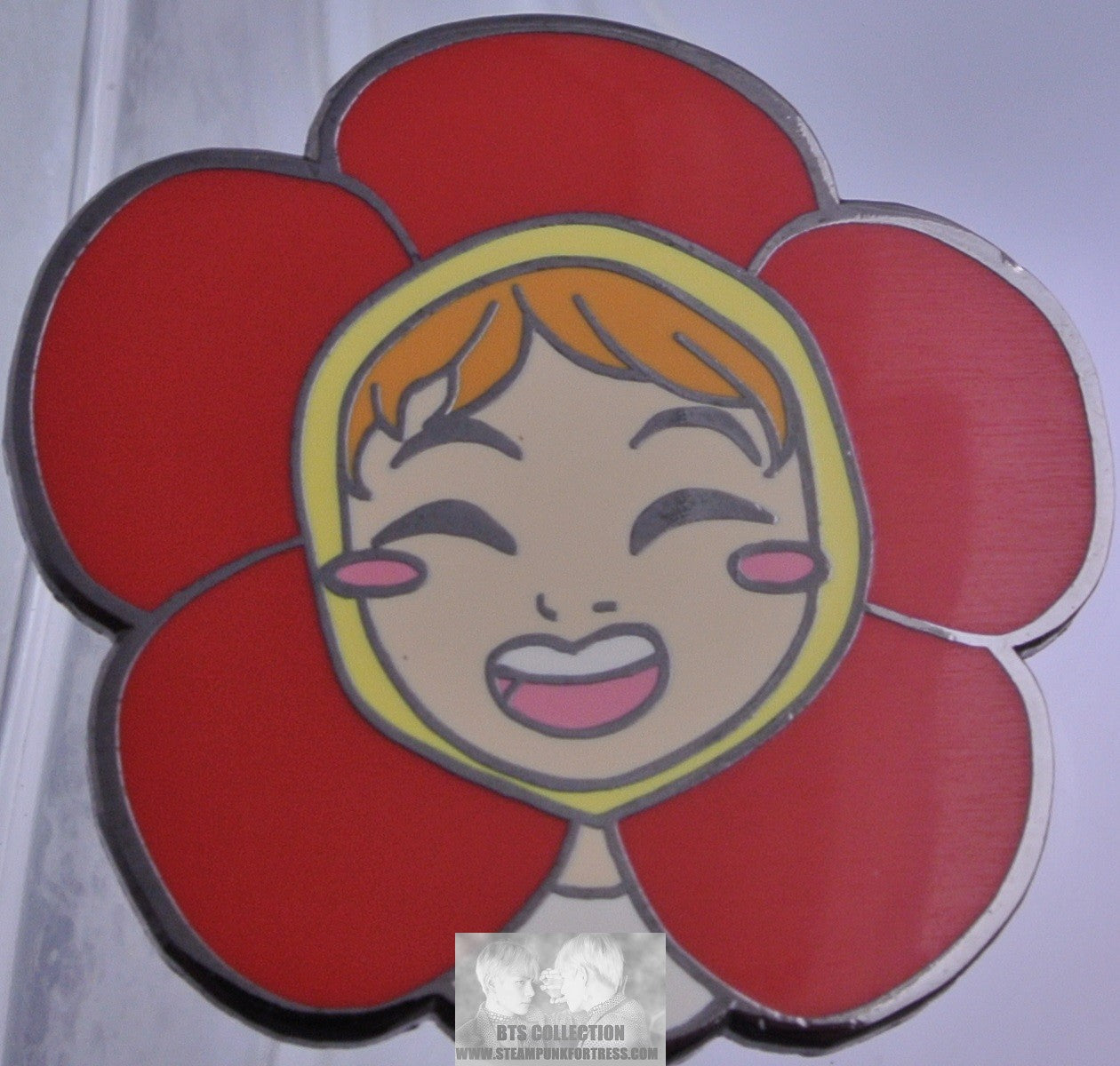 BTS ENAMEL PIN BADGE BUTTON JUNG HOSEOK J-HOPE GUNMETAL RED FLOWER HEAD DRESS