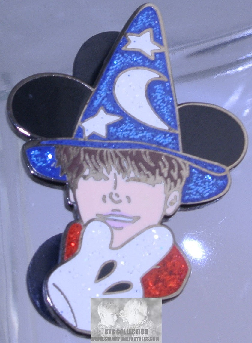 BTS ENAMEL PIN BADGE BUTTON GUNMETAL PARK JIMIN AS FANTASIA MICKEY MOUSE POF PINS