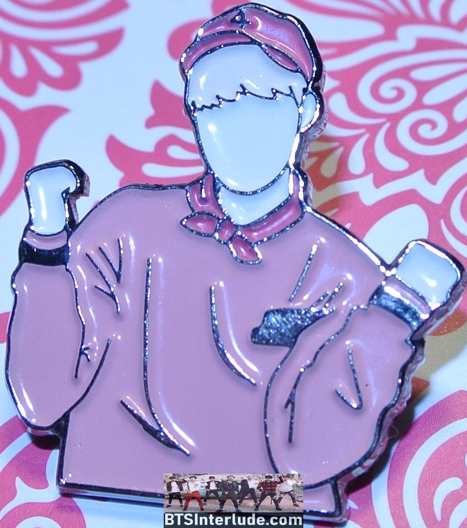 BTS ENAMEL PIN GUNMETAL RM KIM NAMJOON PINK PURPLE SWEATER BADGE BUTTON