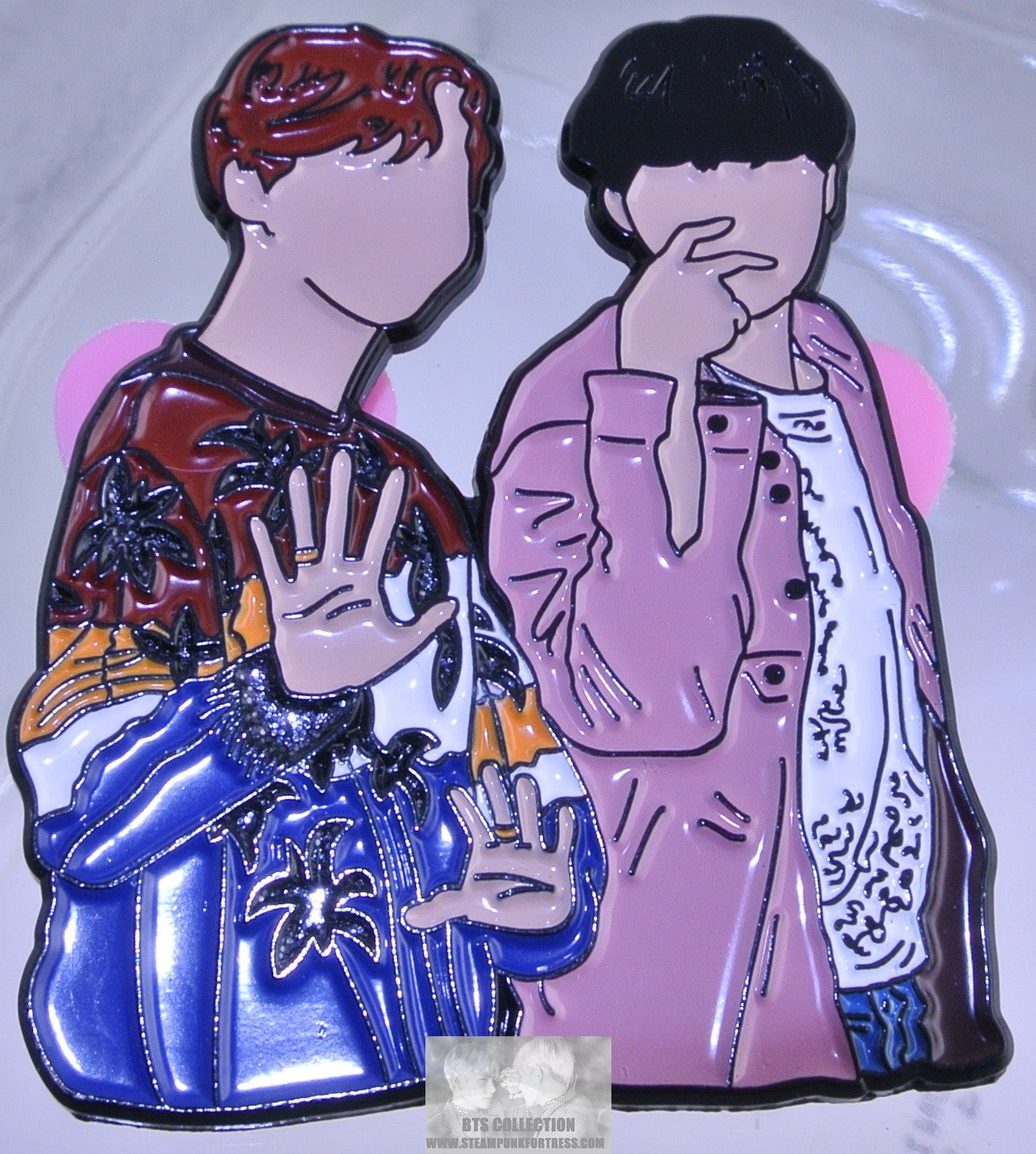 BTS ENAMEL PIN BADGE BUTTON GUNMETAL J-HOPE JUNG HOSEOK JIN KIM SEOKJIN FLINCH JAMES CORDEN BANGTAN BOYS PINS