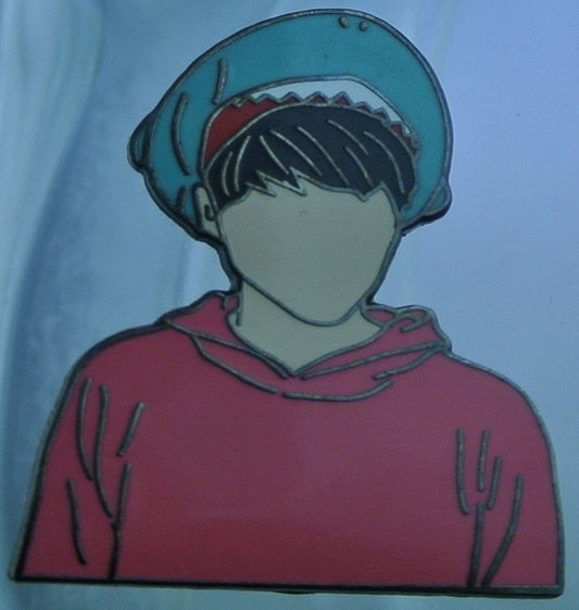 BTS ENAMEL PIN GUNMETAL SUGA MIN YOONGI RED HOODIE SHARK HEAD HAT BADGE BUTTON