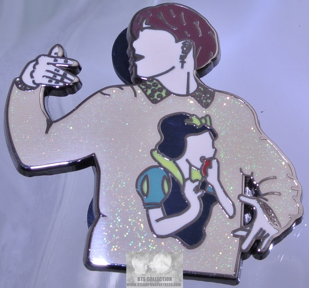 BTS ENAMEL PIN BADGE BUTTON GUNMETAL SUGA MIN YOONGI SNOW WHITE IDOL MUSIC VIDEO