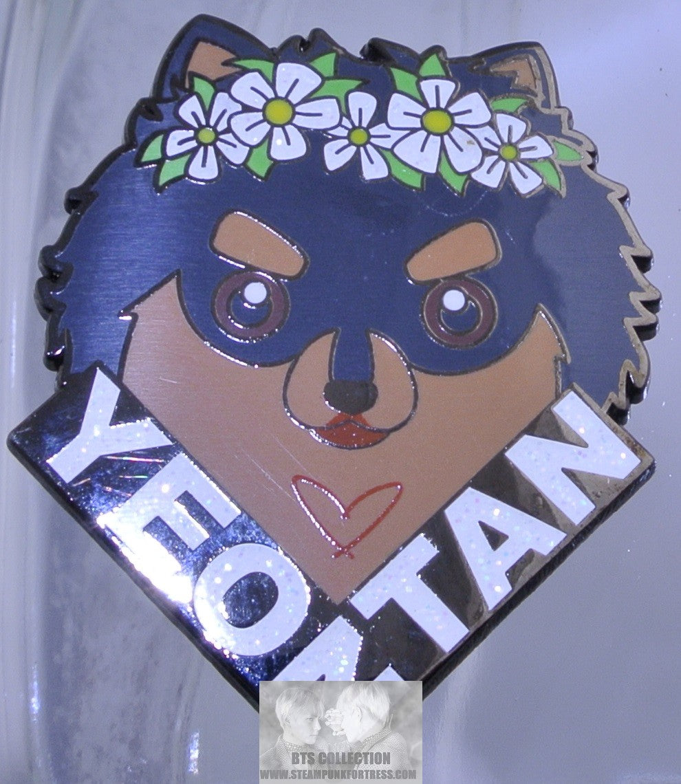 BTS ENAMEL PIN BADGE BUTTON GUNMETAL V KIM TAEHYUNG POMERANIAN YEONTAN DAISY TIARA