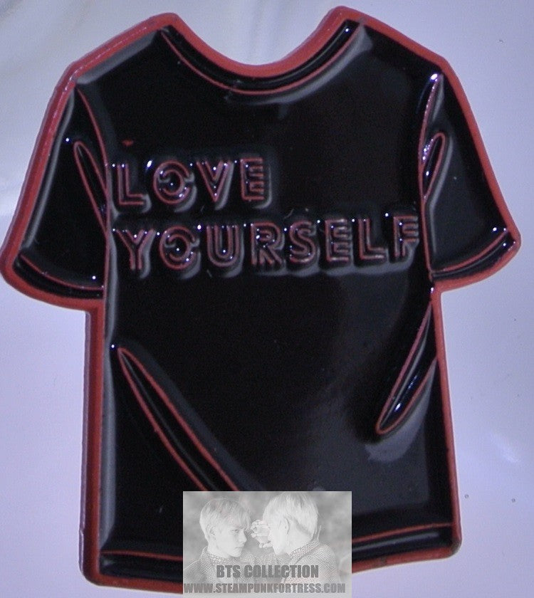 BTS ENAMEL PIN BLACK T SHIRT LOVE YOURSELF V JUNGKOOK JIMIN JIN RM J-HOPE SUGA A TINY PIN CLUB