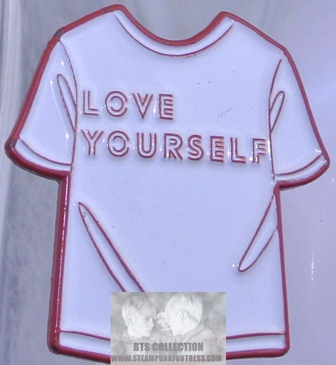 BTS ENAMEL PIN WHITE T SHIRT LOVE YOURSELF V JUNGKOOK JIMIN JIN RM J-HOPE SUGA A TINY PIN CLUB