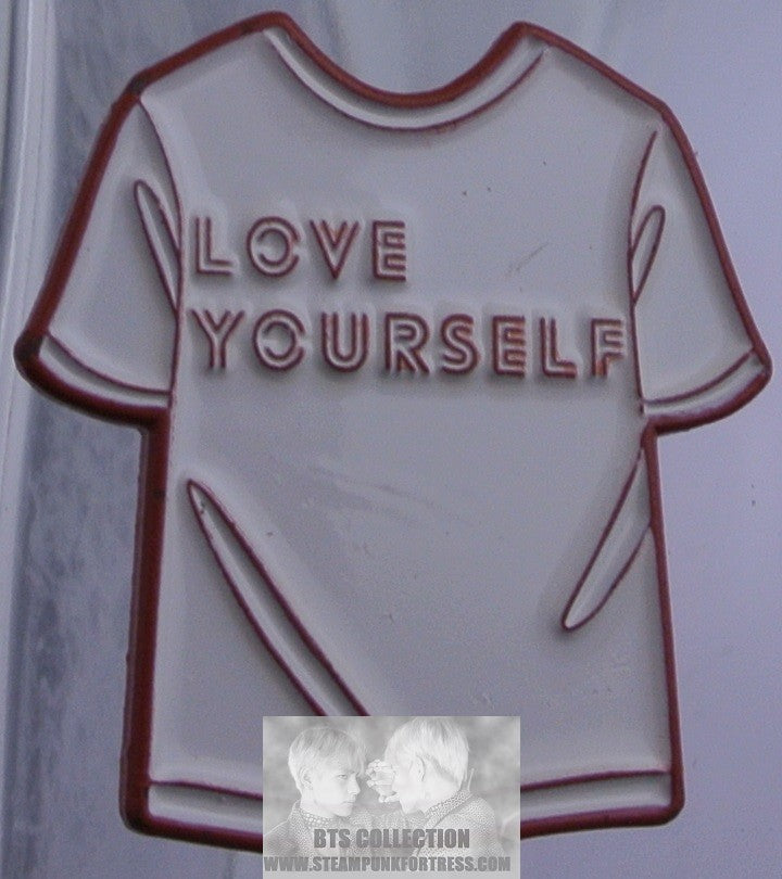 BTS ENAMEL PIN WHITE T SHIRT LOVE YOURSELF V JUNGKOOK JIMIN JIN RM J-HOPE SUGA A TINY PIN CLUB