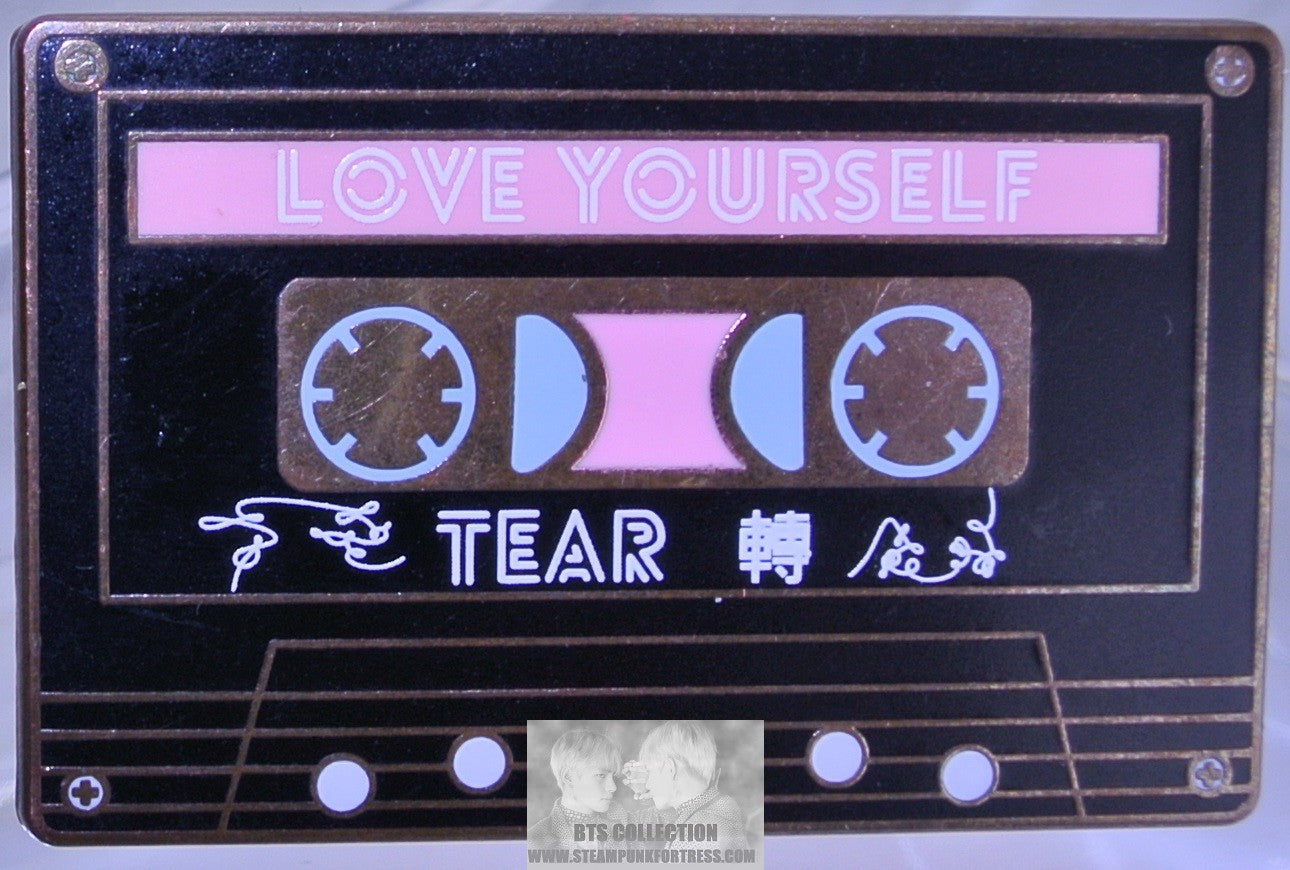 BTS ENAMEL PIN BADGE BUTTON ROSE GOLD COPPER BLACK CASSETTE LOVE YOURSELF TEAR JUNGKOOK V JIMIN RM J-HOPE SUGA JIN MANDERLAI PINS