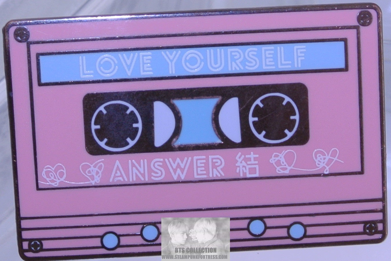 BTS ENAMEL PIN BADGE BUTTON ROSE GOLD COPPER PINK CASSETTE LOVE YOURSELF TEAR JUNGKOOK V JIMIN RM J-HOPE SUGA JIN MANDERLAI PINS