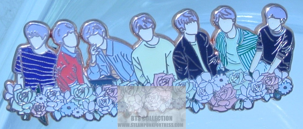 BTS ENAMEL PIN ROSE GOLD GROUP LOVE YOURSELF WORLD TOUR FLOWERS JUNGKOOK V JIMIN RM J-HOPE SUGA JIN BADGE BUTTON AVOCADO PINS