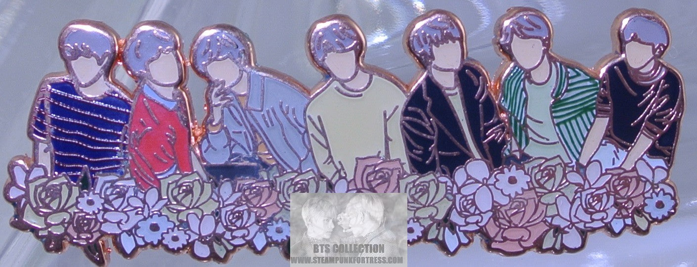 BTS ENAMEL PIN BADGE ROSE GOLD COPPER LOVE YOURSELF WORLD TOUR FLOWERS JUNGKOOK V JIMIN RM J-HOPE SUGA JIN BUTTON AVACADO PINS