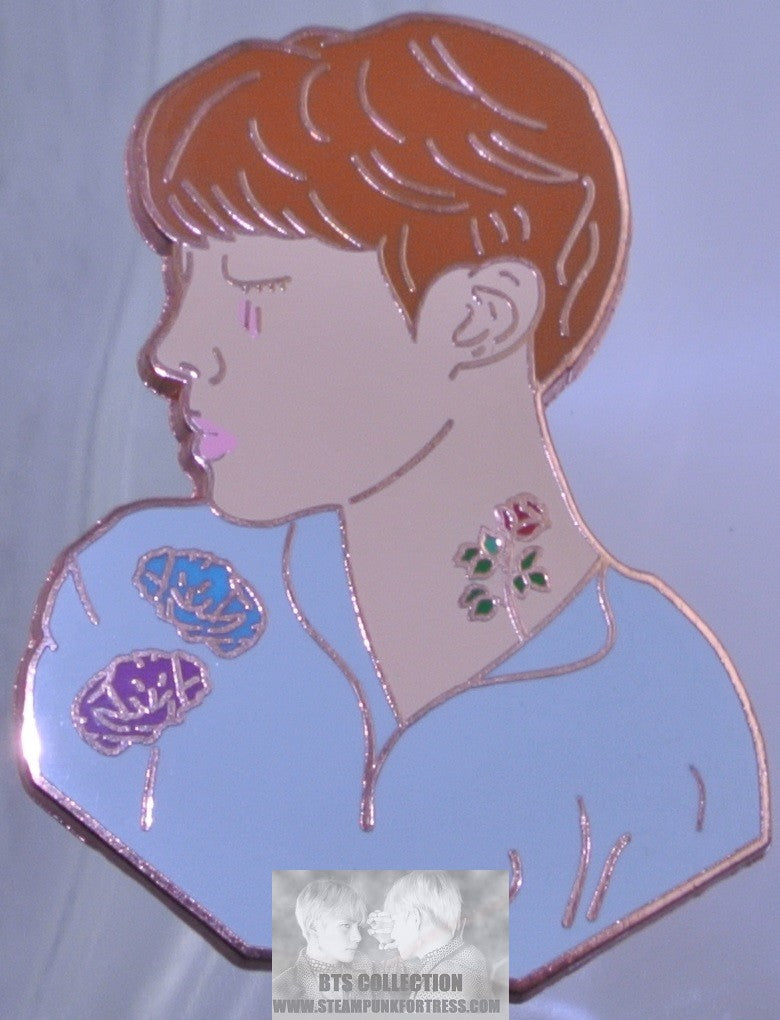 BTS ENAMEL PIN BADGE BUTTON ROSE GOLD COPPER J-HOPE JUNG HOSEOK BLUE PATCH WILDXEL PINS