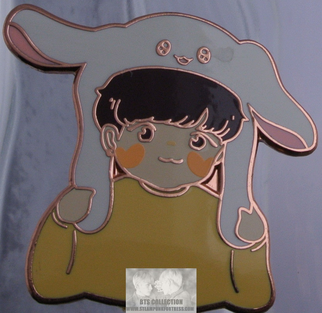 BTS ENAMEL PIN BADGE ROSE GOLD COPPER JEON JUNGKOOK YELLOW SWEATER FLAPPER HAT