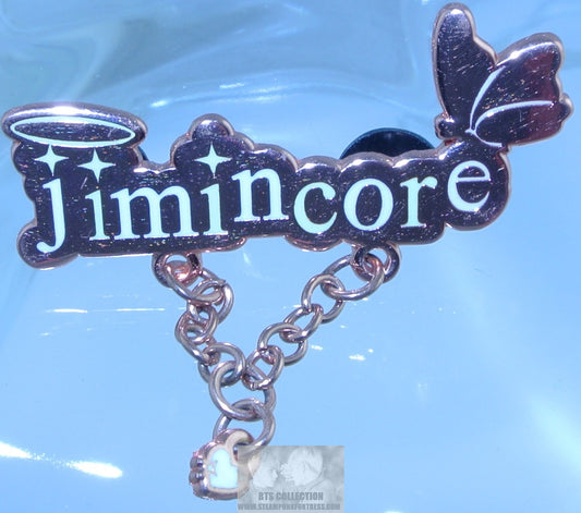 BTS ENAMEL PIN ROSE GOLD COPPER PARK JIMIN JIMINCORE BUTTERFLY HEART LOCK DROP CHAIN BUTTON BADGE