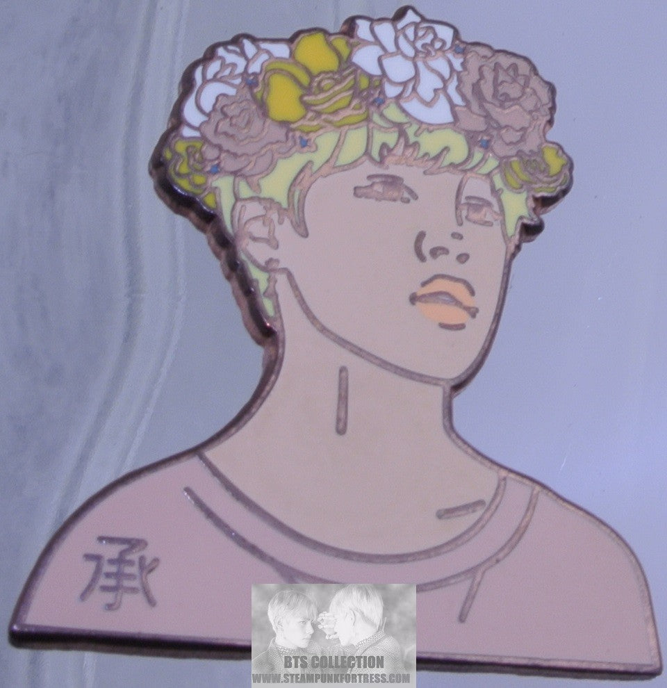 BTS ENAMEL PIN BADGE ROSE GOLD COPPER PARK JIMIN SERENDIPITY BLOND FLOWER TIARA ROSIE BANGTAN PINS BUTTON