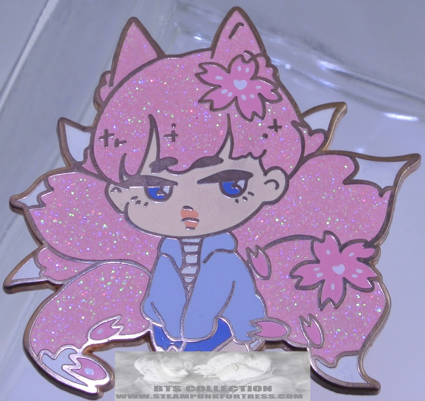 BTS ENAMEL PIN BADGE ROSE GOLD COPPER PARK JIMIN SPRING DAY KITSUNE PINK HAIR KITSUNE X HAZE PINS BUTTON