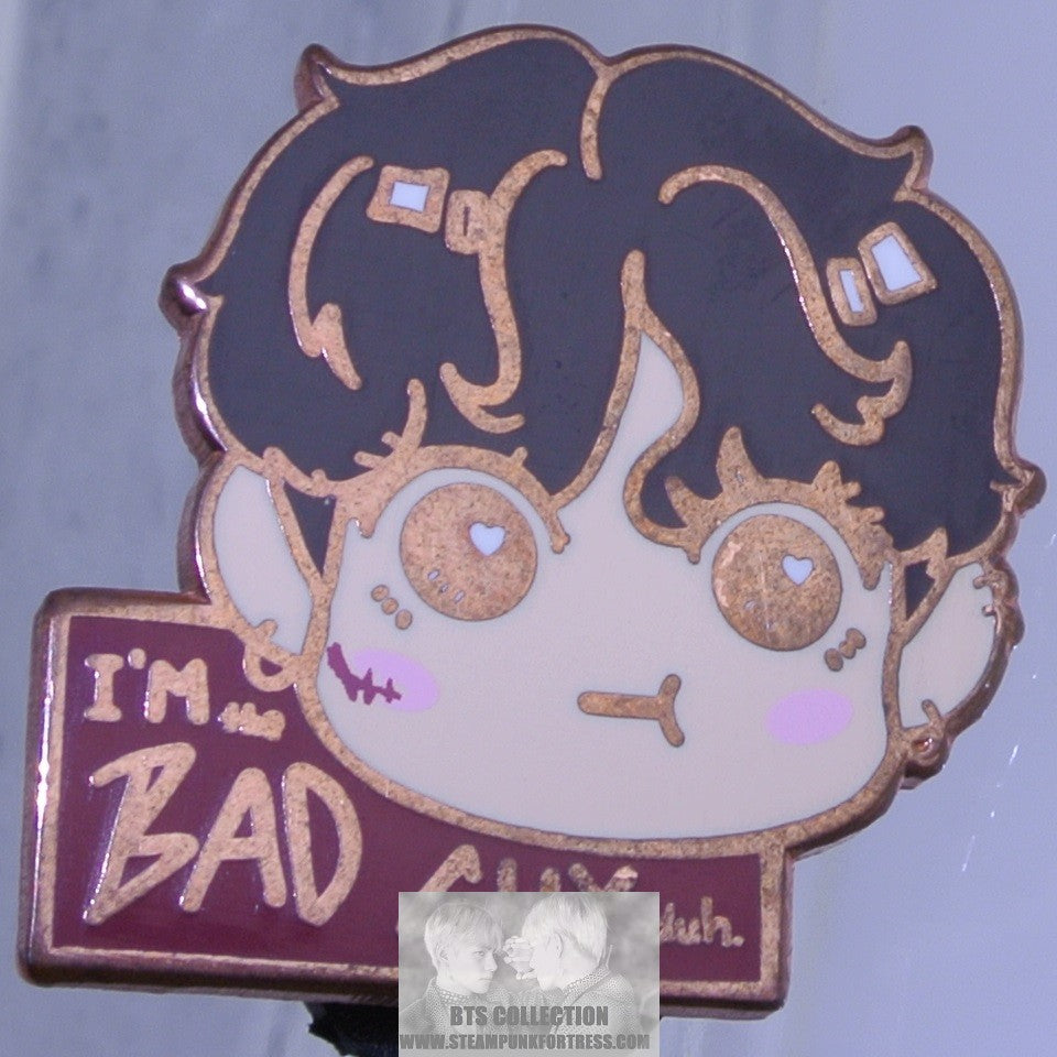 BTS ENAMEL PIN BADGE BUTTON ROSE GOLD COPPER JEON JUNGKOOK I'M THE BAD GUY BILLIE EILISH THEME AFAERIE PINS