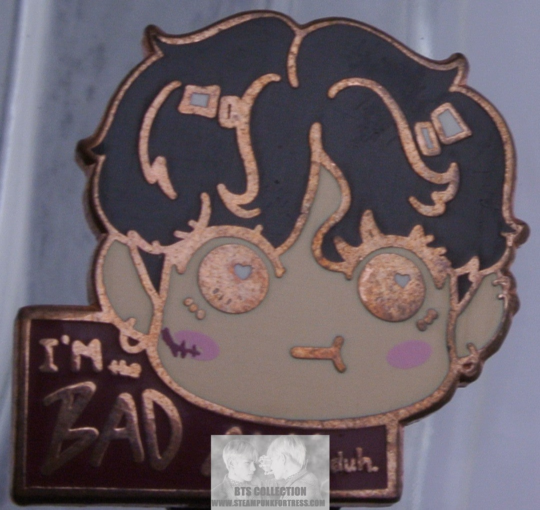 BTS ENAMEL PIN BADGE BUTTON ROSE GOLD COPPER JEON JUNGKOOK I'M THE BAD GUY BILLIE EILISH THEME AFAERIE PINS