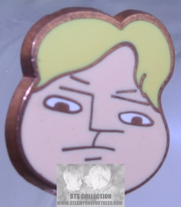 BTS ENAMEL PIN BADGE BUTTON KIM NAMJOON RM ROSE GOLD COPPER BLOND HAIR FACE