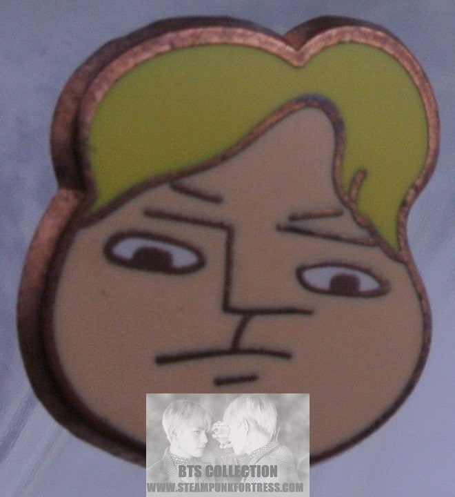 BTS ENAMEL PIN BADGE BUTTON KIM NAMJOON RM ROSE GOLD COPPER BLOND HAIR FACE