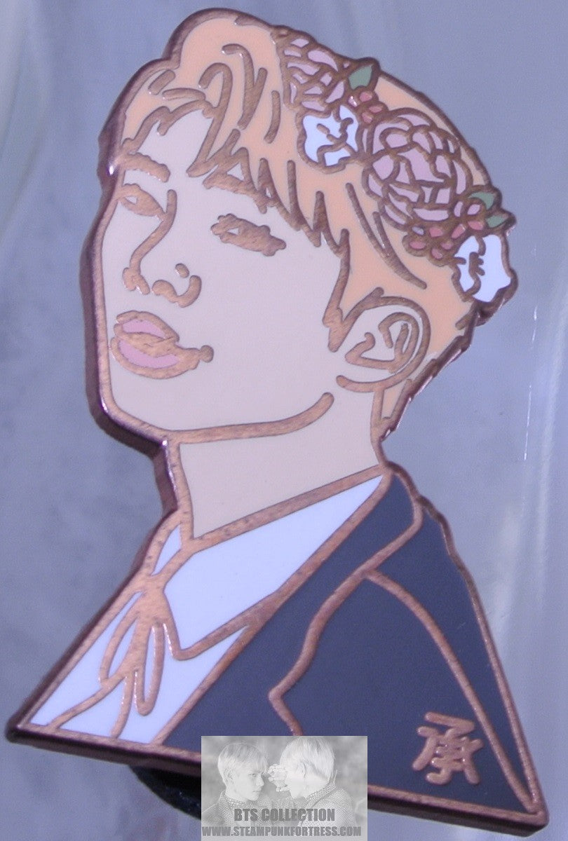 BTS ENAMEL PIN BADGE BUTTON KIM NAMJOON RM ROSE GOLD COPPER FLOWER TIARA ROSIE BANGTAN PINS