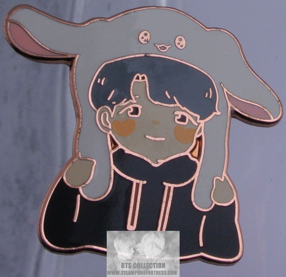 BTS ENAMEL PIN BADGE BUTTON PARK JIMIN ROSE GOLD COPPER SILVER HAIR HAT BLACK HOODIE