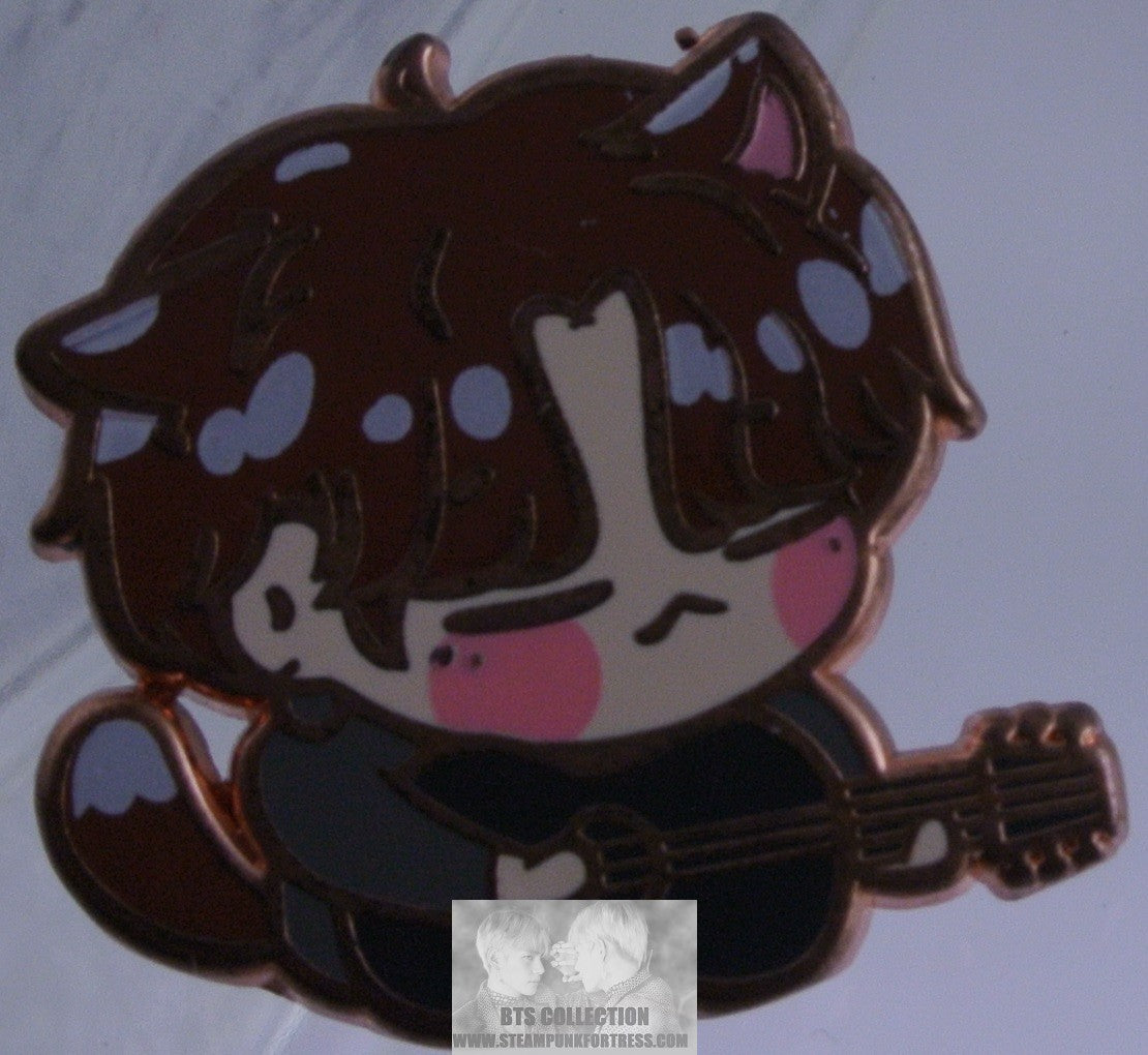 BTS ENAMEL PIN BADGE BUTTON SUGA MIN YOONGI ROSE GOLD COPPER CHIBI GUITAR KIMAGINE ARTS PINS