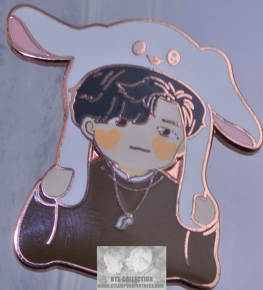 BTS ENAMEL PIN BADGE BUTTON RM KIM NAMJOON ROSE GOLD COPPER HAT BROWN HOODIE