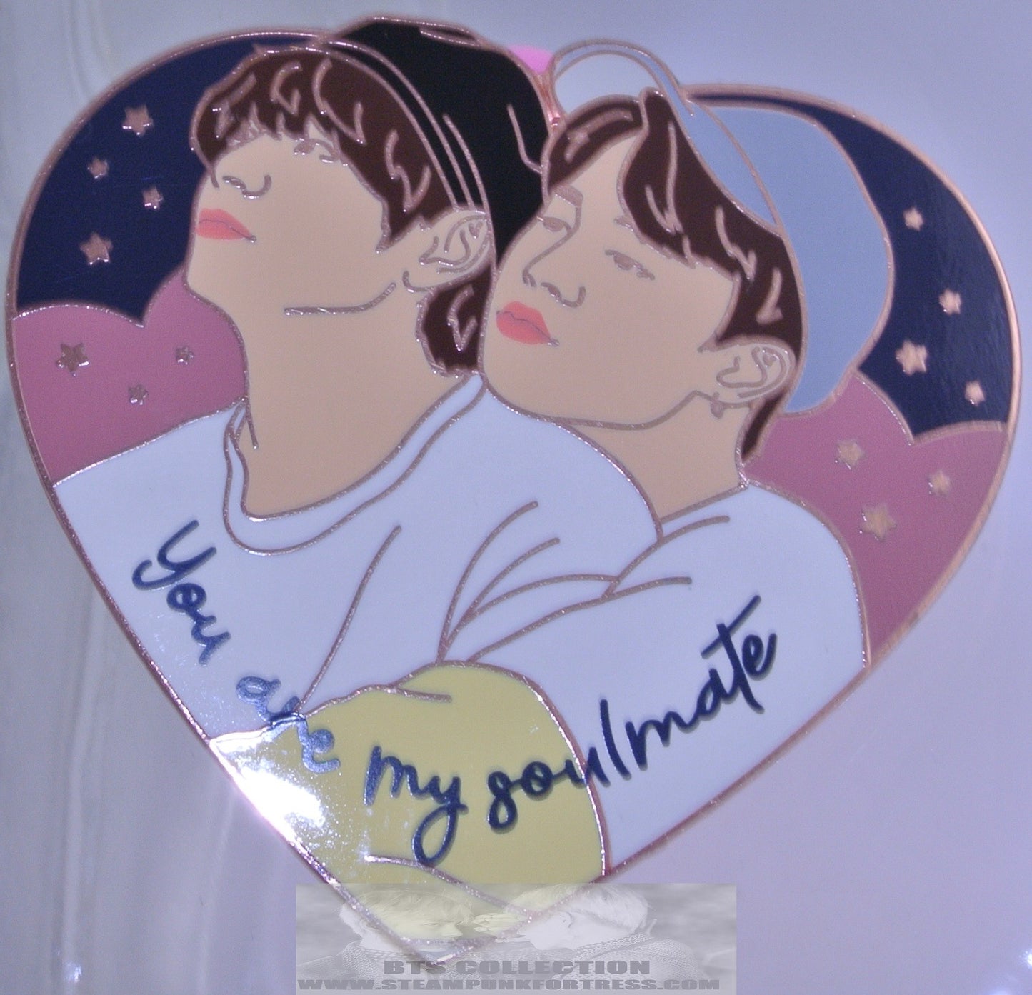 BTS ENAMEL PIN BADGE BUTTON V KIM TAEHYUNG PARK JIMIN ROSE GOLD COPPER HEART YOU ARE MY SOULMATE DAL PINS