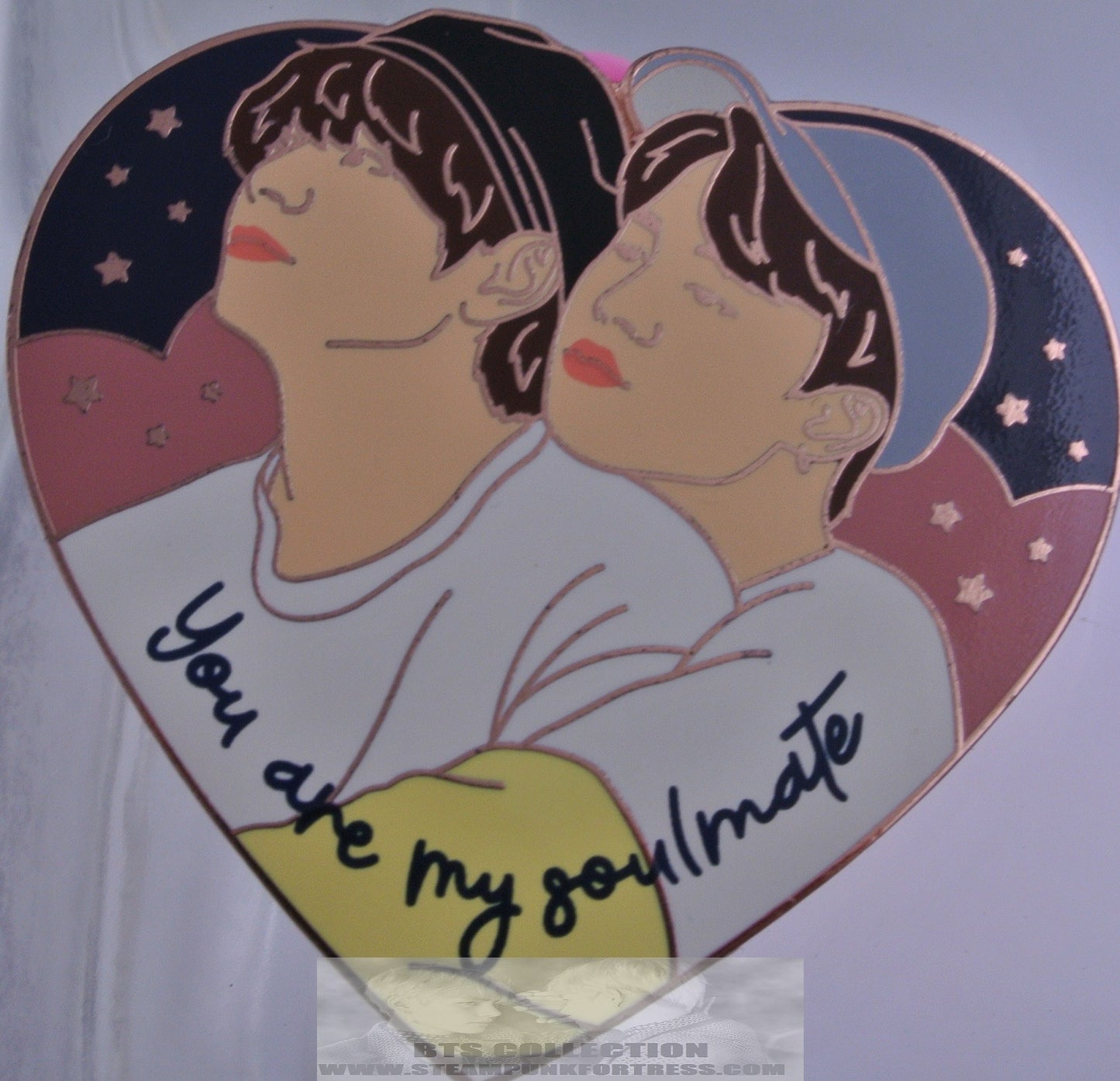 BTS ENAMEL PIN BADGE BUTTON V KIM TAEHYUNG PARK JIMIN ROSE GOLD COPPER HEART YOU ARE MY SOULMATE DAL PINS