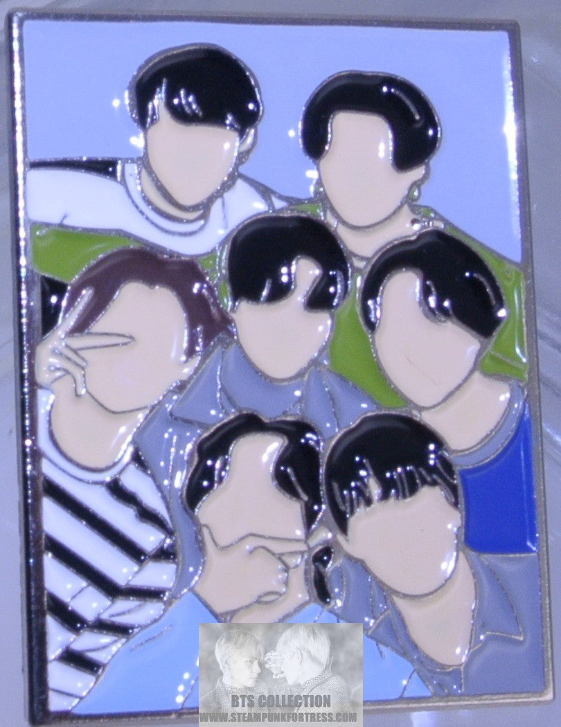 BTS ENAMEL PIN BADGE BUTTON SILVER GROUP JUNGKOOK V JIMIN RM J-HOPE SUGA JIN